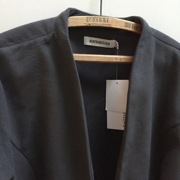 New nwt Justfabulous grey jacket dress coat plus size XXL 2X - Picture 5 of 5